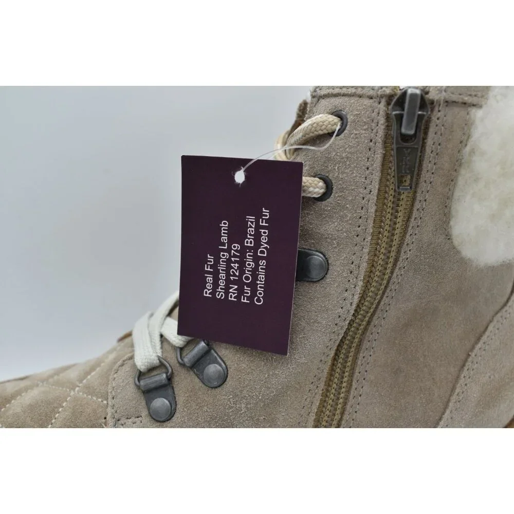 Johnston & Murphy Women Size 7.5 Emmalynn Taupe Suede Shearling Hiker Boot Shoes